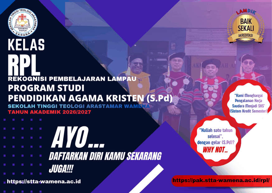STT Arastamar Wamena Resmi Selenggarakan RPL(Rekognis Pembelajaran Lampau), Pengalaman Mengajar dan Melayani Kini Dapat Diakui Menjadi SKS